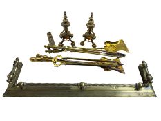 19th/ early 20th century brass fire curb L137cm