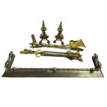 19th/ early 20th century brass fire curb L137cm