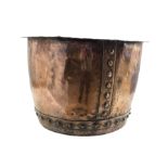 Large 19th century riveted copper log bucket stamped T20 D62cm x H43cm