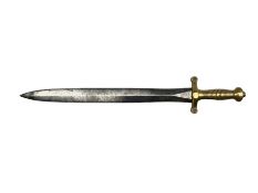 French 1831 pattern 'Gladius' short sword with ribbed brass grip and cross guard stamped 1456