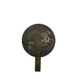 Japanese Meiji period bronze hand mirror