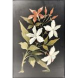 Pietra Dura plaque inlaid with a posy of flowers in ebonised frame 16cm x 11cm