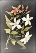 Pietra Dura plaque inlaid with a posy of flowers in ebonised frame 16cm x 11cm