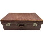 Early 20th century tan crocodile skin suitcase W67cm