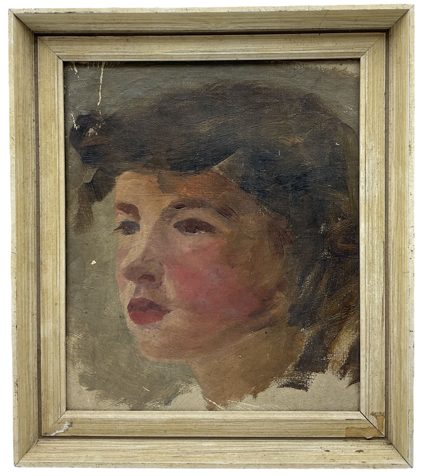 English School (mid 20th century): Portrait of a Young Woman with French Bob - Image 2 of 2