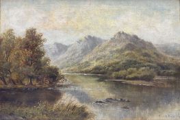 Charles Leader (British late 19th century): Hilly River Landscape