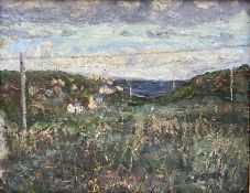 Michael J Strang (Cornish 1942-): Summer Day Looking Over Lamorna - Cornwall