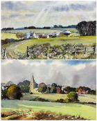 E R Roberts (British mid 20th century): 'Lodge Farm Peatling Parva Leicestershire' and 'Peatling Mag