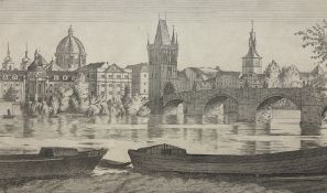 Augustin Tschinkel (Czech 1905-1983): Charles Bridge in Prague - Czech Republic