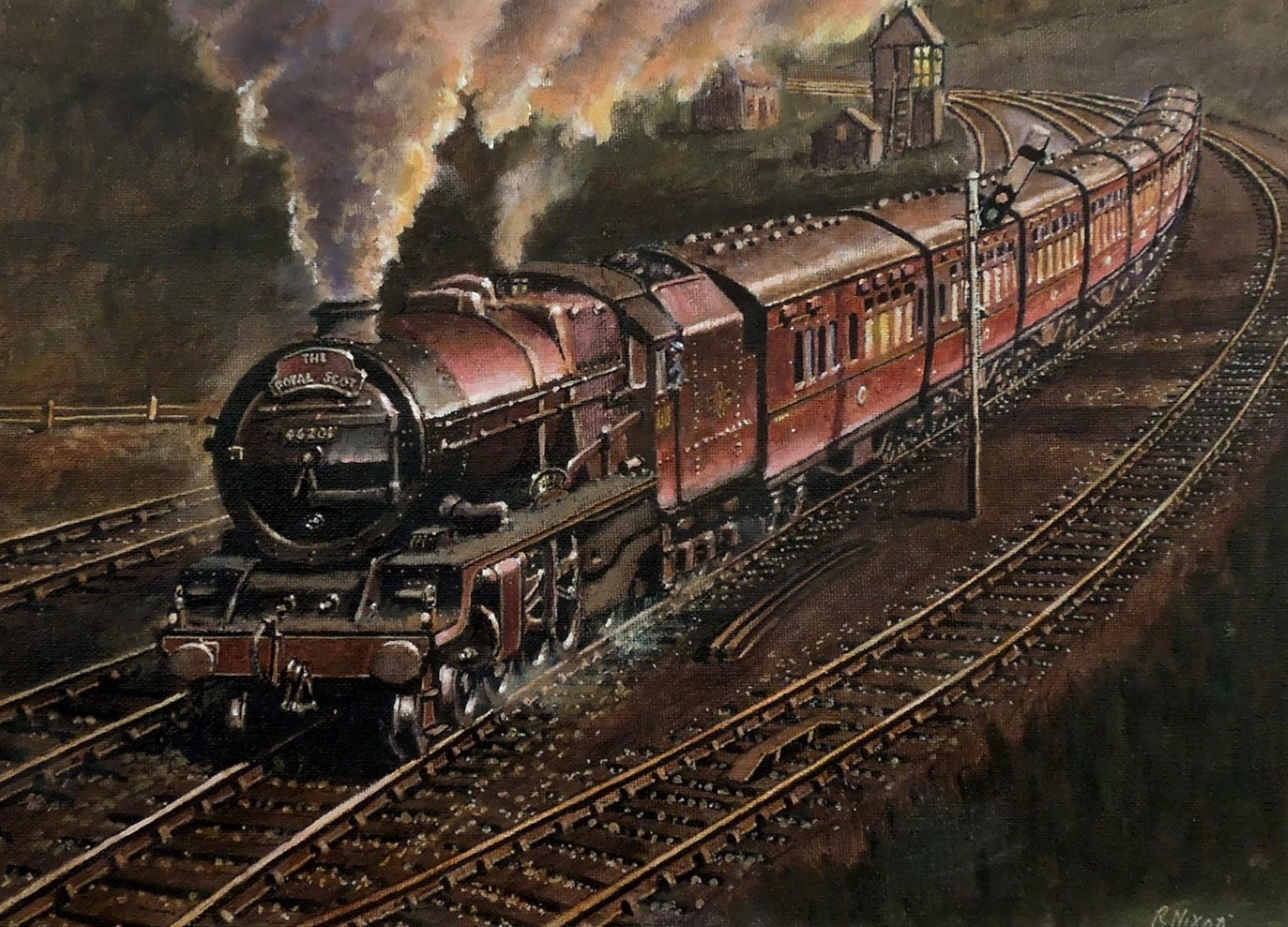 Robert Nixon (British 1955-): 'The Royal Scot on the Settle - Carlisle Line'