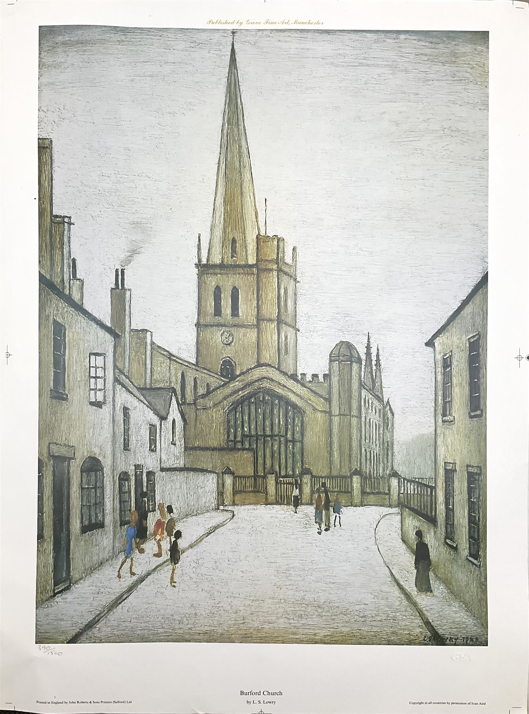 After Laurence Stephen Lowry R.A. (British 1887-1976): 'Burford Church' - Image 2 of 3