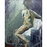 Sharman Green (British Contemporary): Seated Female Nude Study