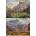 James Barnes (Lake District fl. 1870-1901): 'Helvellyn from Thirlmere' and 'Iron Crag Stonethwaite'