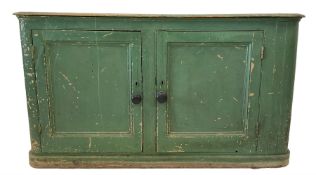 Victorian painted pine cupboard with two cupboard doors opening to reveal two adjustable shelves