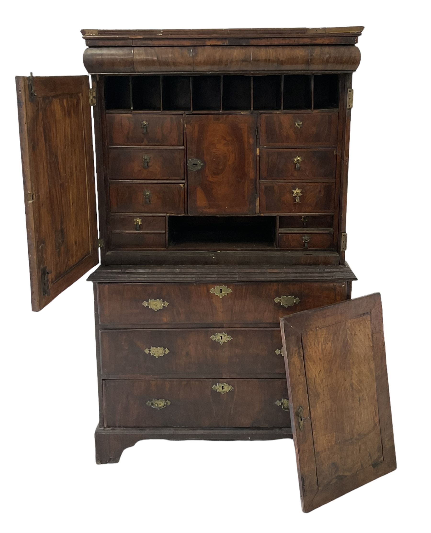 William and Mary walnut escritoire with single cushion front drawer - Image 4 of 12