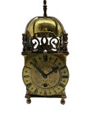 A contemporary 20th century brass cased replica Lantern clock with an English eight-day timepiece