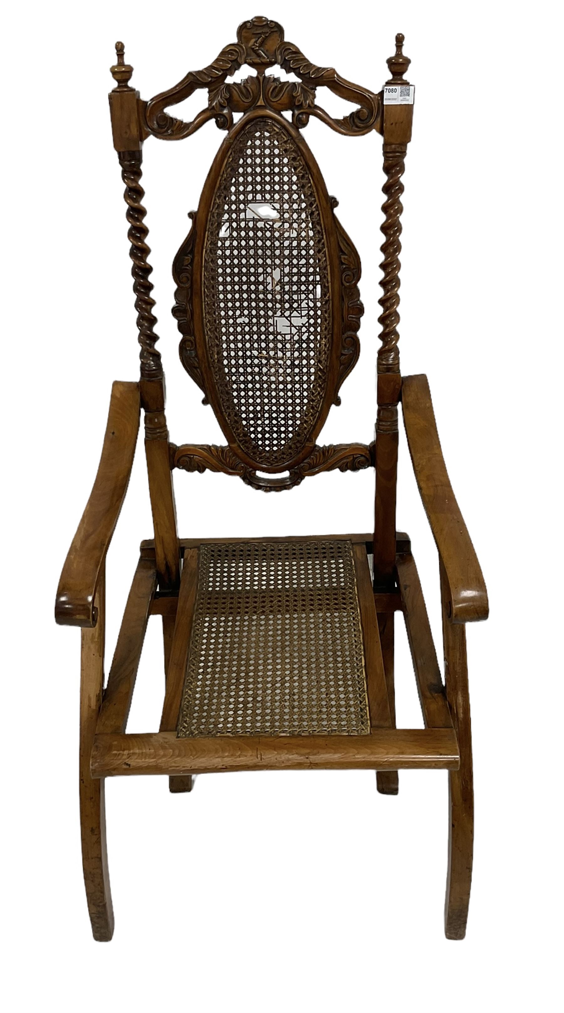 19th century walnut folding campaign chair - Image 3 of 5