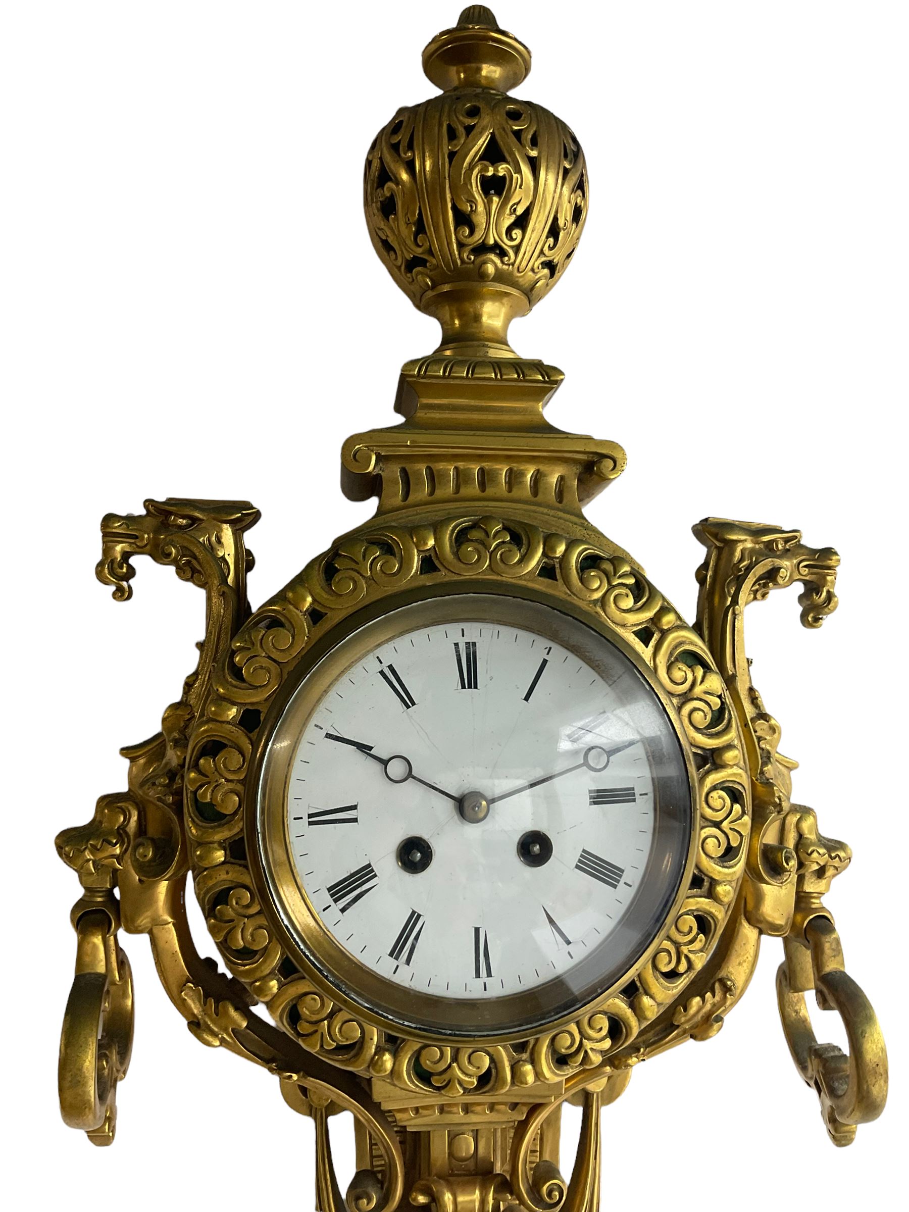 An imposing and decorative late 19th century French wall clock c1890 - Image 4 of 4