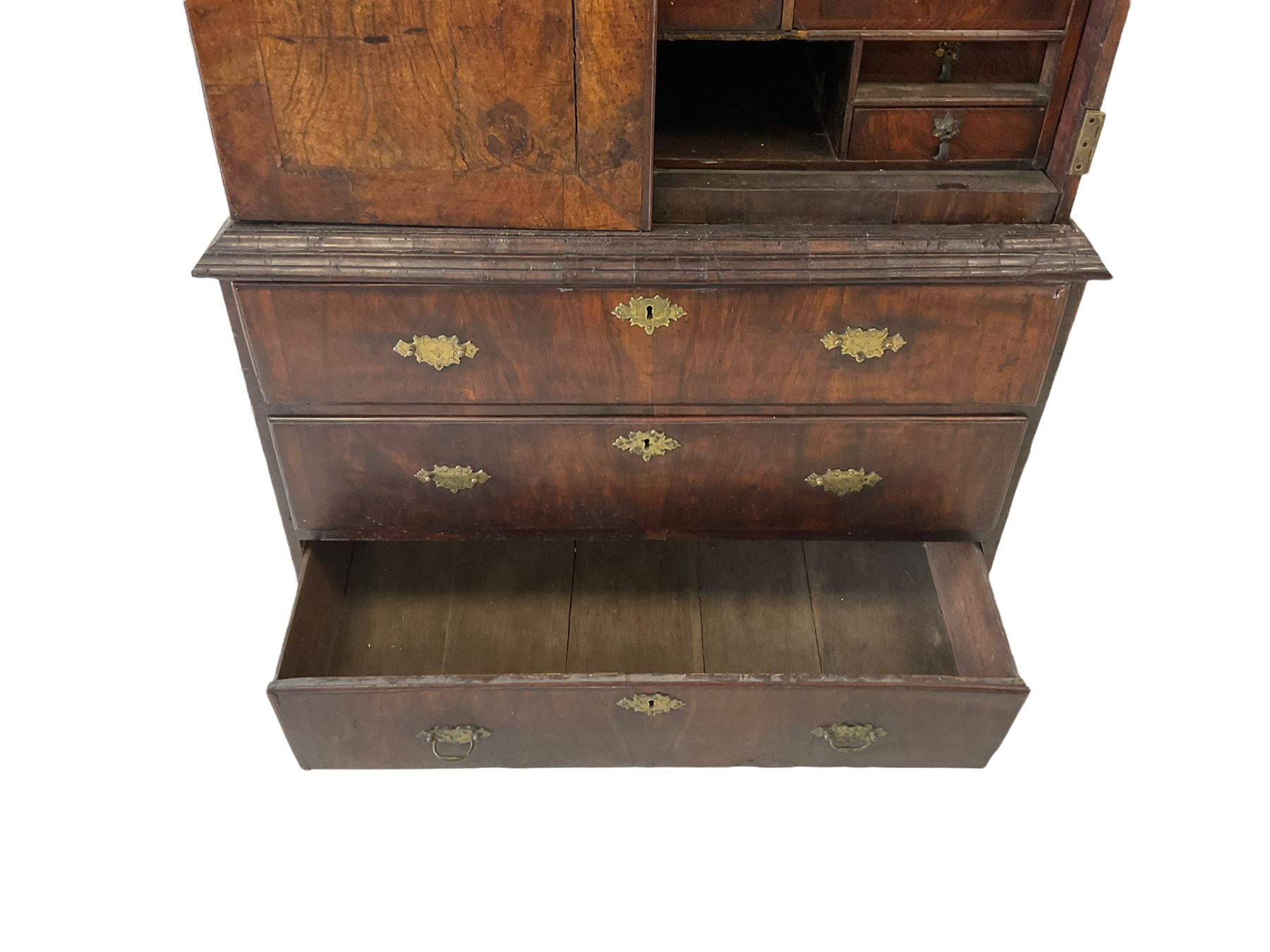 William and Mary walnut escritoire with single cushion front drawer - Image 12 of 12