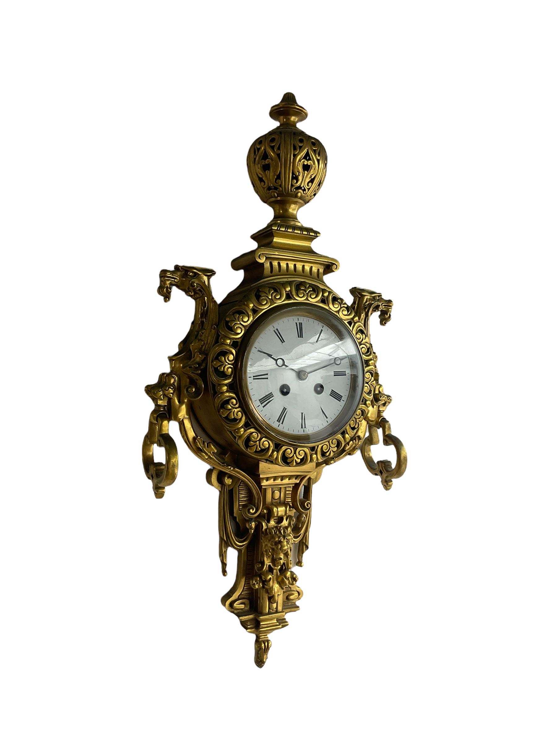 An imposing and decorative late 19th century French wall clock c1890 - Image 2 of 4