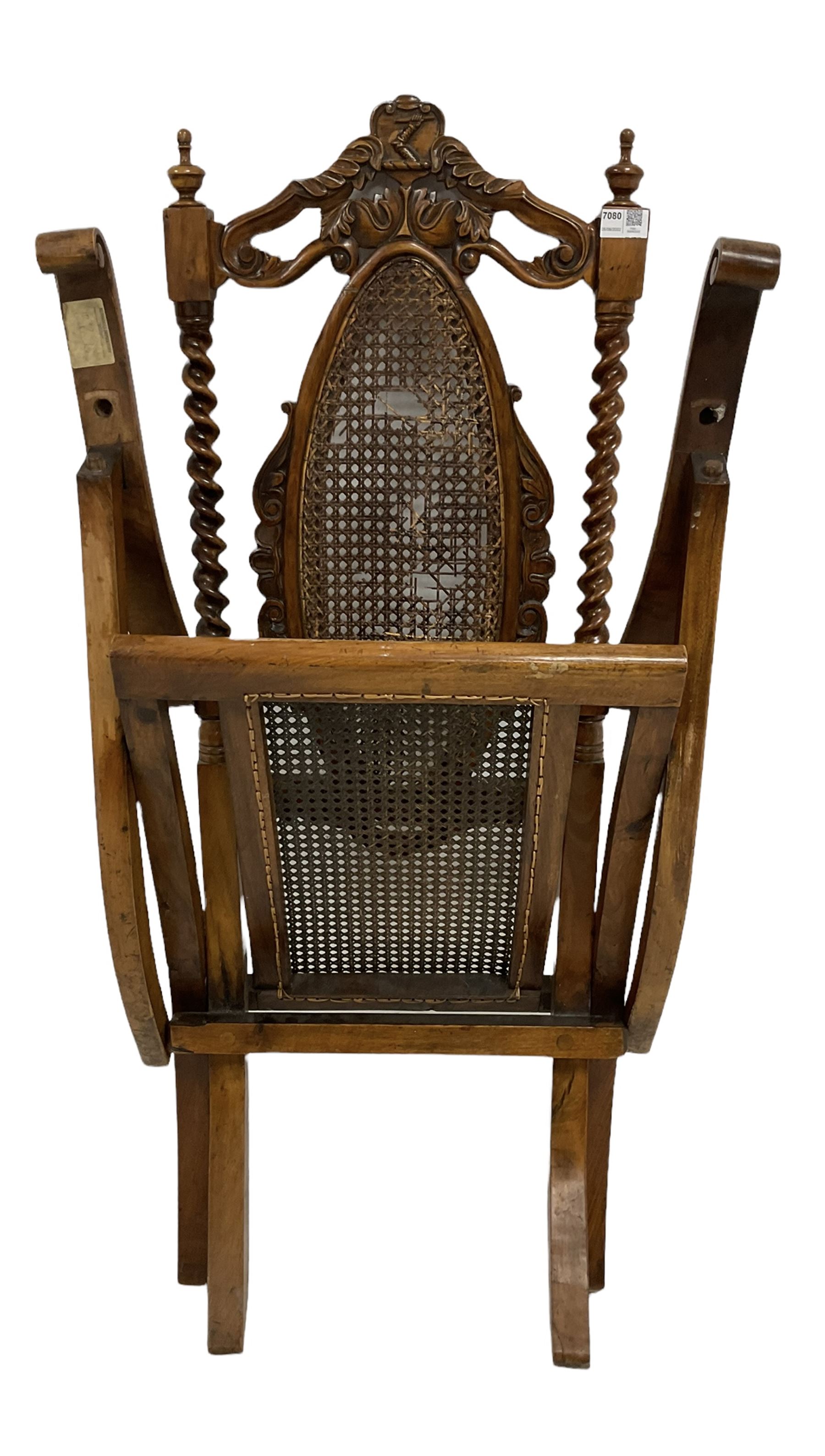 19th century walnut folding campaign chair - Image 5 of 5