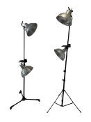 Two industrial lights with aluminium shades