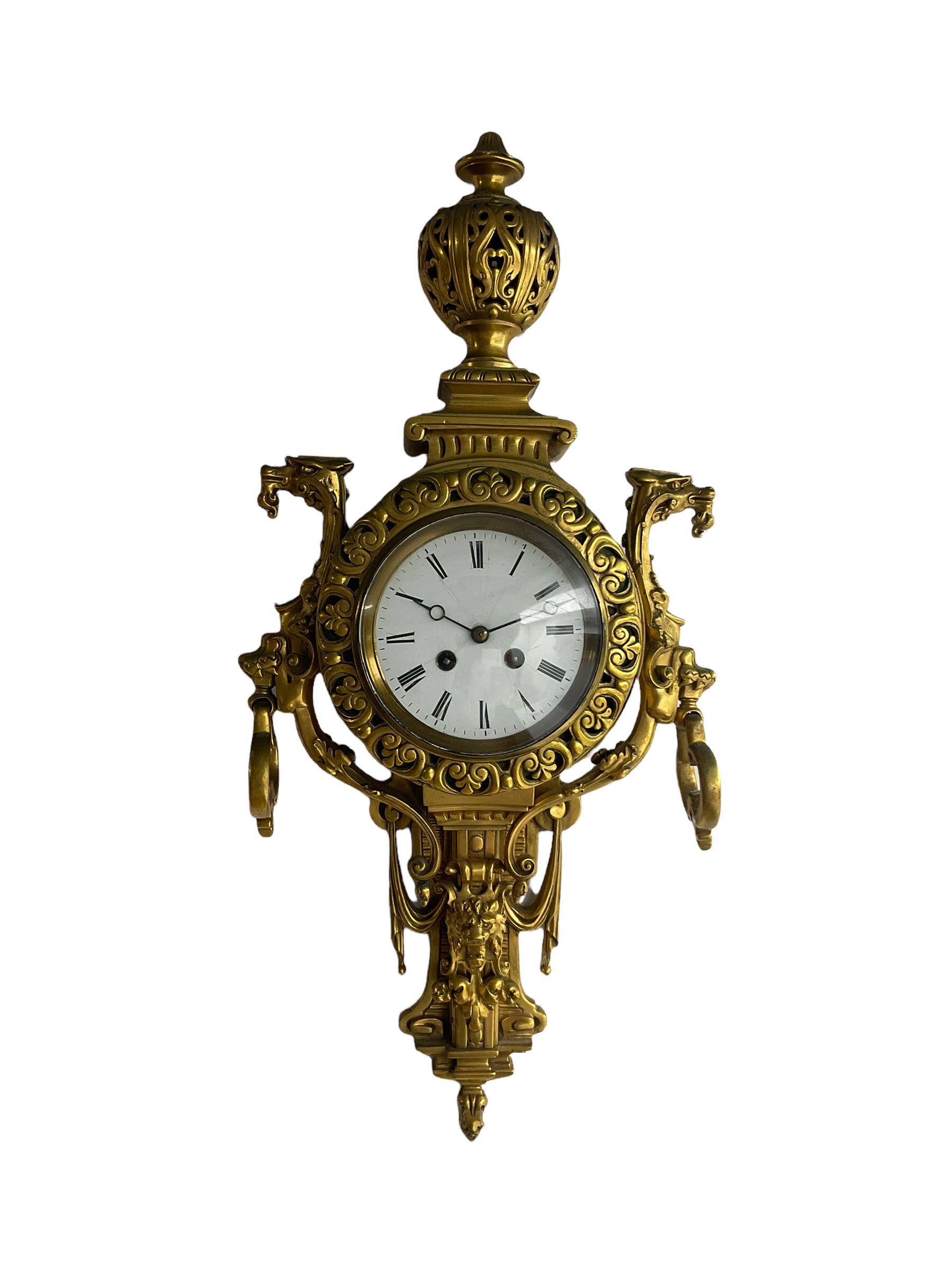 An imposing and decorative late 19th century French wall clock c1890