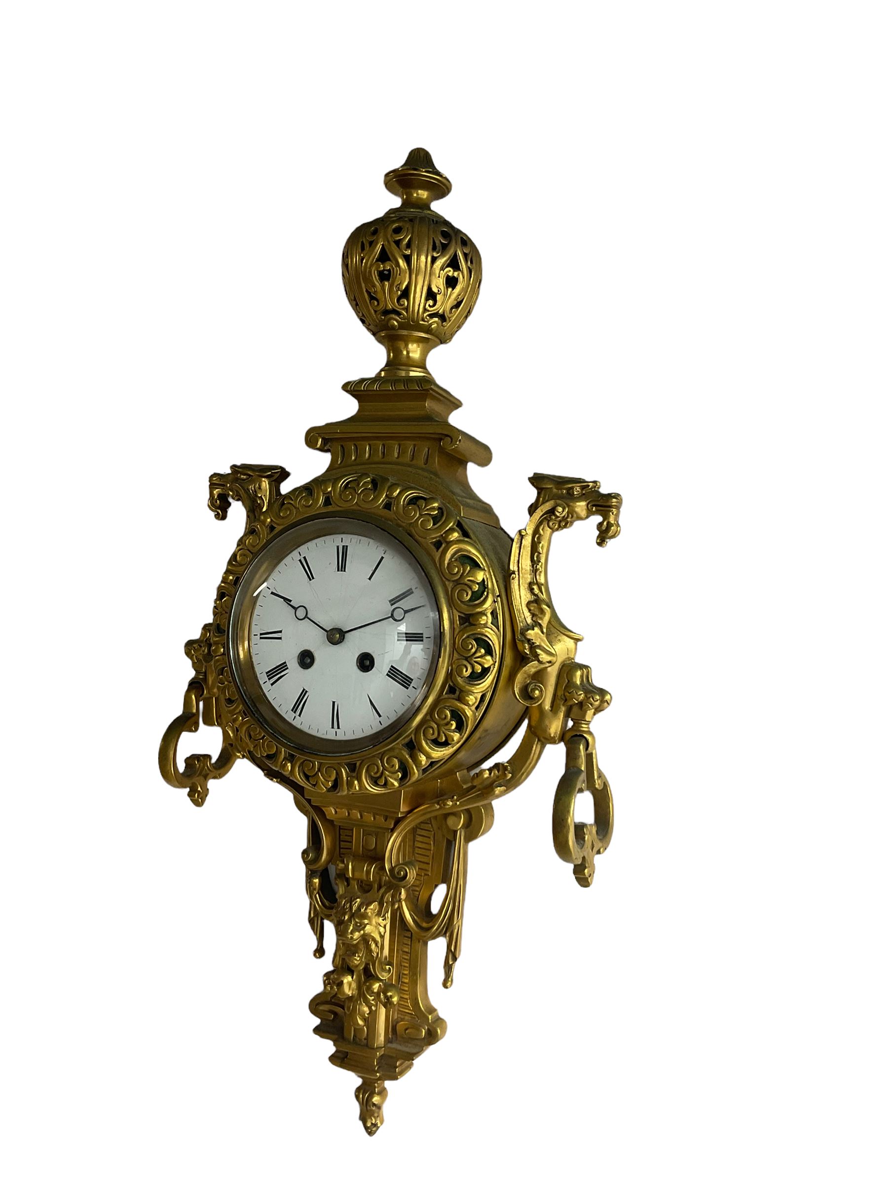 An imposing and decorative late 19th century French wall clock c1890 - Image 3 of 4