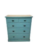 Blue painted chest of drawers