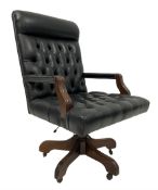 Mahogany swivelling and adjustable desk chair