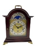 20th century mantle clock with a break arch top and three train Westminster chiming movement