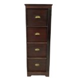 Mahogany four drawer filing cabinet with Wellington style locking pilaster