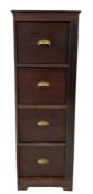 Mahogany four drawer filing cabinet with Wellington style locking pilaster