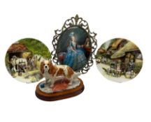 Border Fine Art Spaniel on base together with Royal Doulton Country Craft limited edition plates and