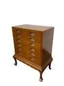 Oriental cutlery cabinet fitted with six drawers on shaped supports W61cm