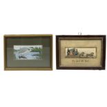 19th century woven silk Stevengraph 'The Good Old Days' 15cm x 5cm and a woven silk picture of a Her