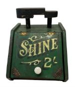 Shoe Shine box with hinged front and painted decoration