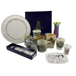 Collection of commemorative mugs including George VI coronation beaker together with other porcelain