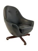 20th century swivel chair upholstered in faux leather