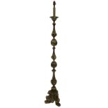 Brass standard lamp with foliate design