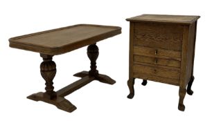 Oak coffee table and bedside cabinet