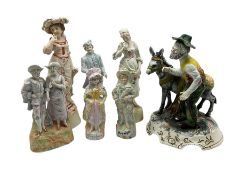 Collection of continental bisque figures and another (6)