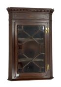 19th century inlaid mahogany wall hanging corner cabinet