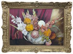 English School (early 19th century): Still Life of Gladiolas and Peonies