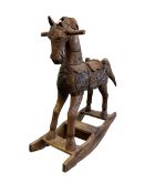 Carved hardwood rocking horse