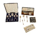 Cased set of plated fruit spoons