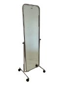 20th century cheval mirror in chromium plated frame