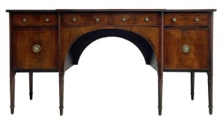 George III figured mahogany breakfront sideboard