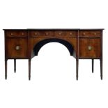 George III figured mahogany breakfront sideboard