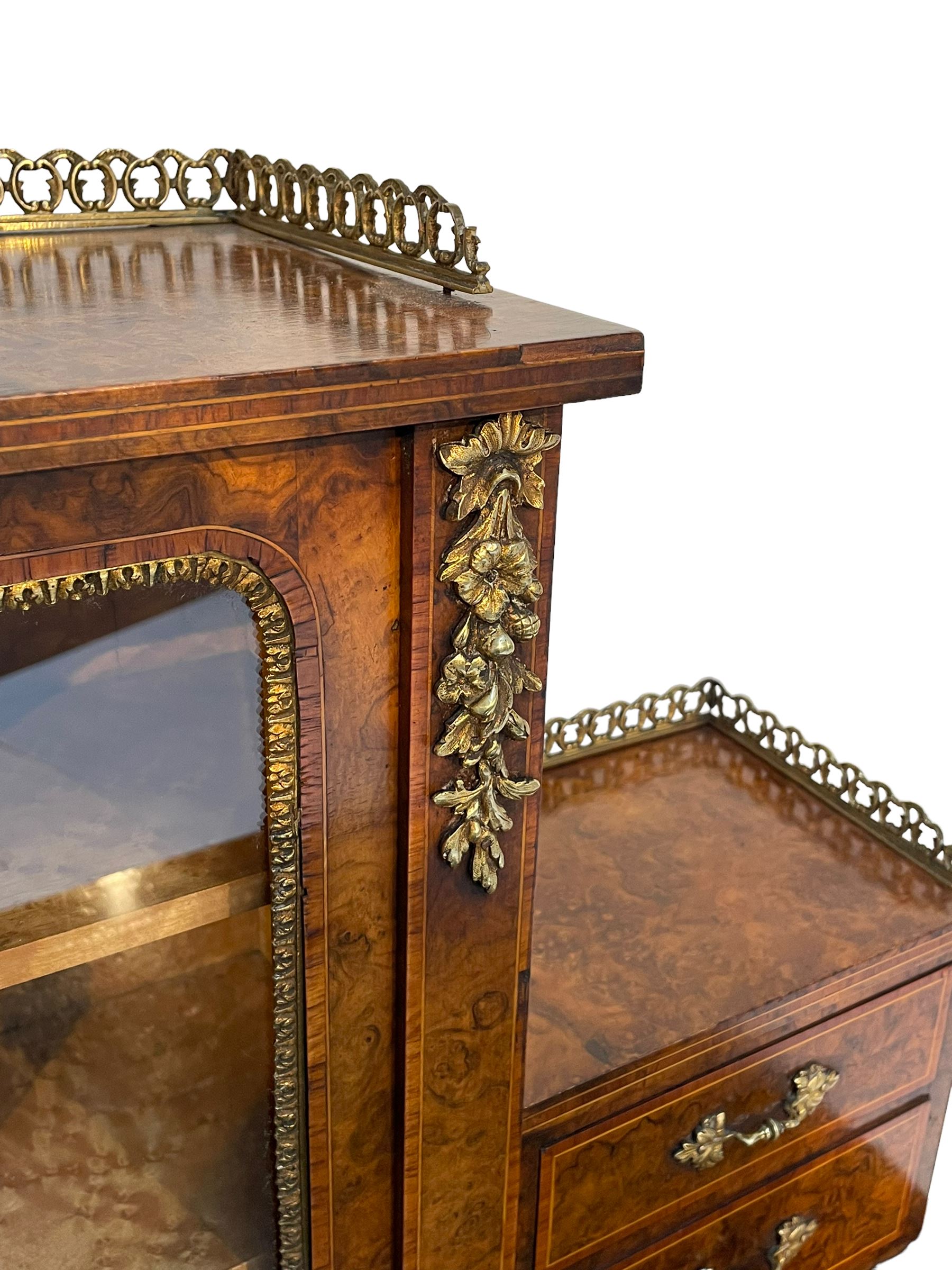 19th century figured walnut lady's writing desk or Bonheur du Jour - Image 12 of 14